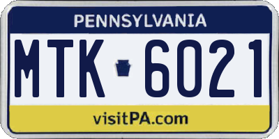 PA license plate MTK6021