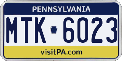 PA license plate MTK6023