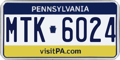 PA license plate MTK6024