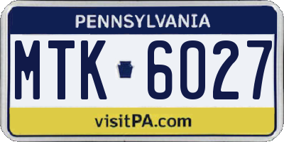 PA license plate MTK6027