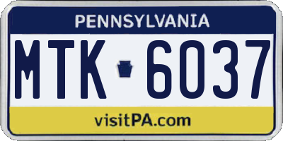 PA license plate MTK6037