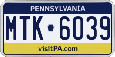 PA license plate MTK6039