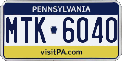 PA license plate MTK6040