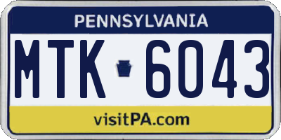 PA license plate MTK6043