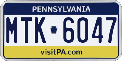 PA license plate MTK6047