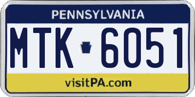 PA license plate MTK6051