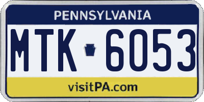 PA license plate MTK6053