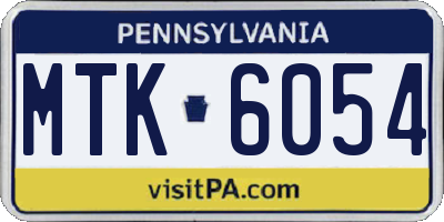 PA license plate MTK6054