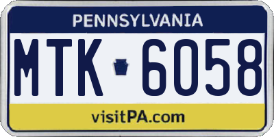 PA license plate MTK6058