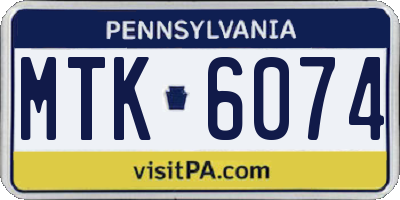 PA license plate MTK6074