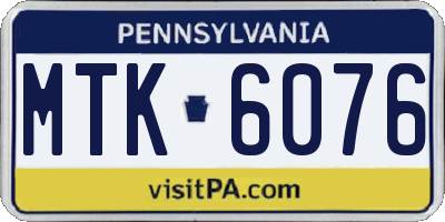 PA license plate MTK6076