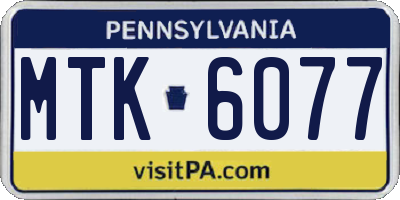 PA license plate MTK6077