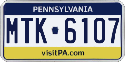 PA license plate MTK6107