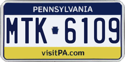 PA license plate MTK6109