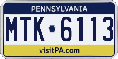 PA license plate MTK6113