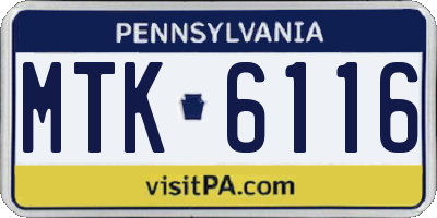 PA license plate MTK6116