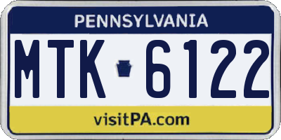PA license plate MTK6122