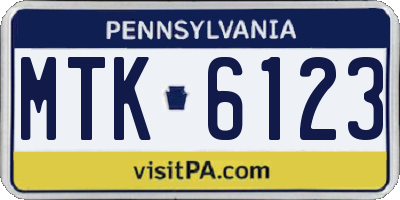 PA license plate MTK6123
