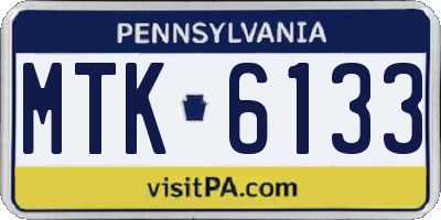 PA license plate MTK6133