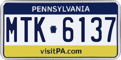 PA license plate MTK6137