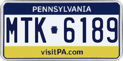 PA license plate MTK6189