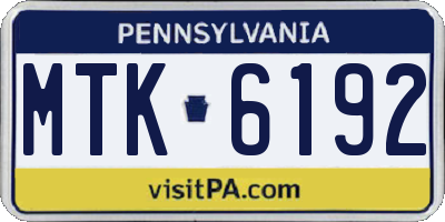 PA license plate MTK6192