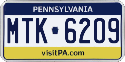 PA license plate MTK6209