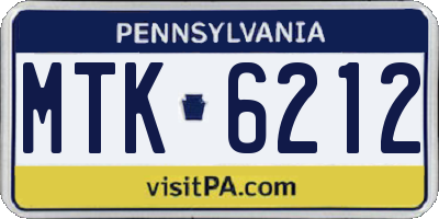 PA license plate MTK6212