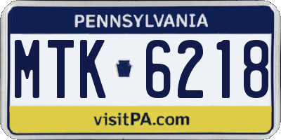 PA license plate MTK6218