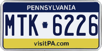 PA license plate MTK6226