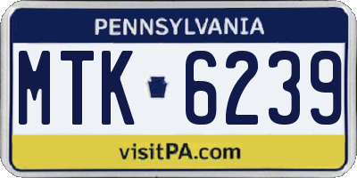 PA license plate MTK6239