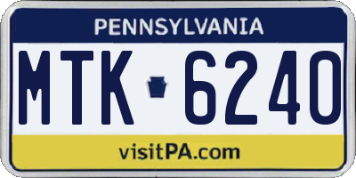 PA license plate MTK6240