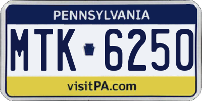 PA license plate MTK6250