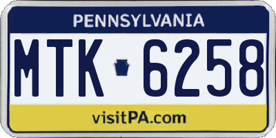PA license plate MTK6258