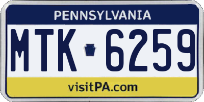 PA license plate MTK6259
