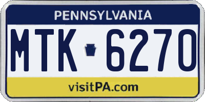 PA license plate MTK6270