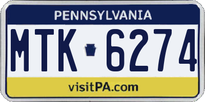 PA license plate MTK6274