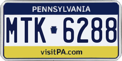 PA license plate MTK6288