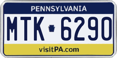PA license plate MTK6290