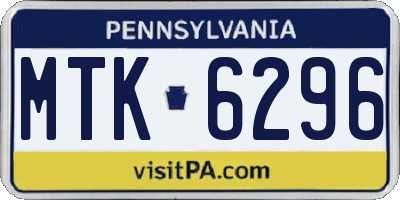 PA license plate MTK6296