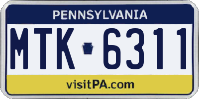 PA license plate MTK6311