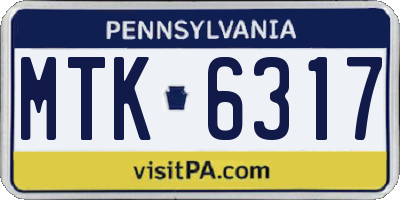 PA license plate MTK6317