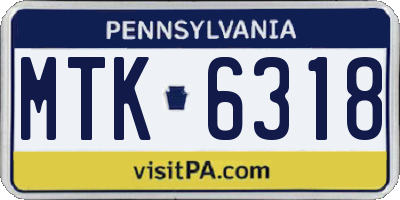 PA license plate MTK6318