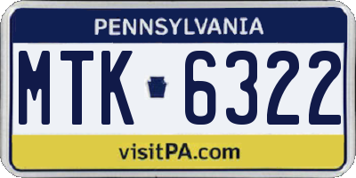PA license plate MTK6322
