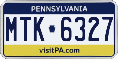 PA license plate MTK6327
