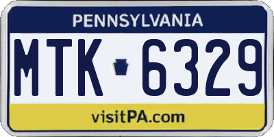 PA license plate MTK6329