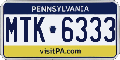 PA license plate MTK6333