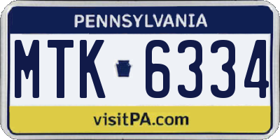 PA license plate MTK6334