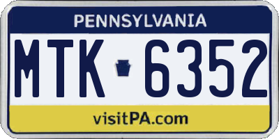 PA license plate MTK6352