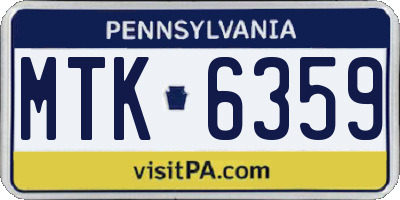 PA license plate MTK6359